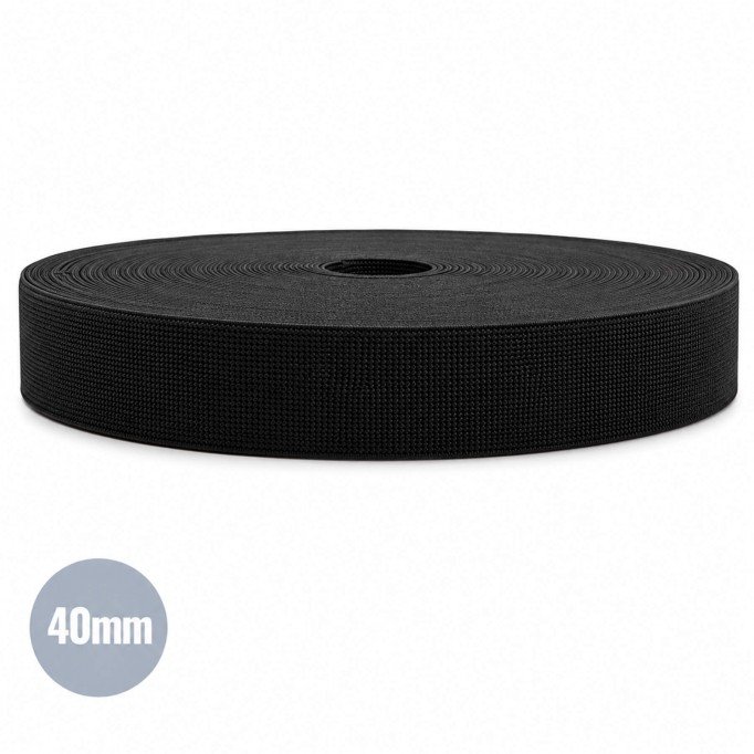 Nastro Elastico 40mm Nero Nastro Elastico Intrecciato 40mm Nero - (Nastri)