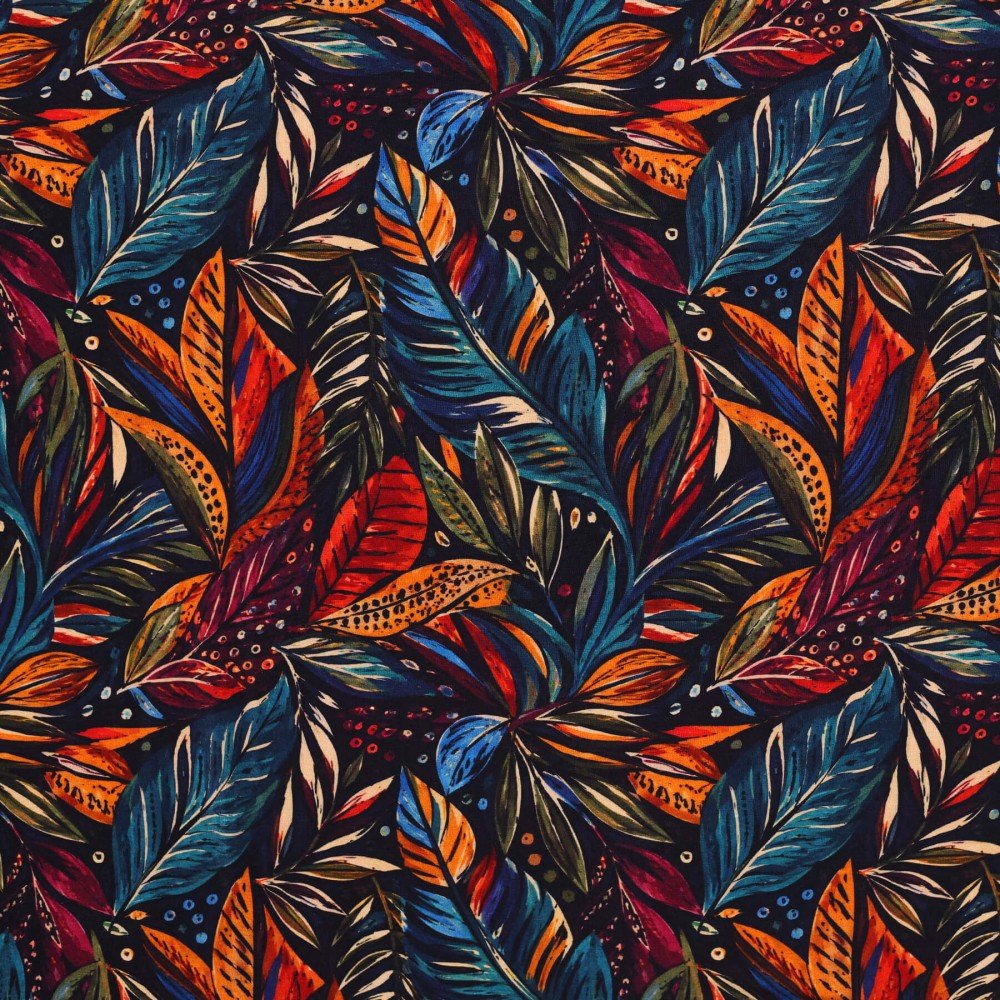 Digitale Print Bamboe Jersey - Herfst Gekleurde Bladeren Digitale Print Bamboe Jersey - Herfst Gekleurde Bladeren - (Tricot Jersey Bedrukt)