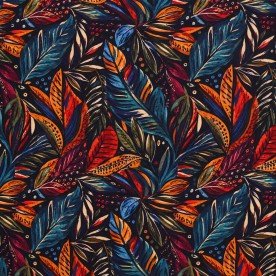 Digitale Print Bamboe Jersey - Herfst Gekleurde Bladeren
