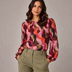 Tissu Jersey Bambou Impression Numérique - Vagues Batik Rose Olive Tissu Jersey Bambou Impression Numérique - Vagues Batik Rose Olive