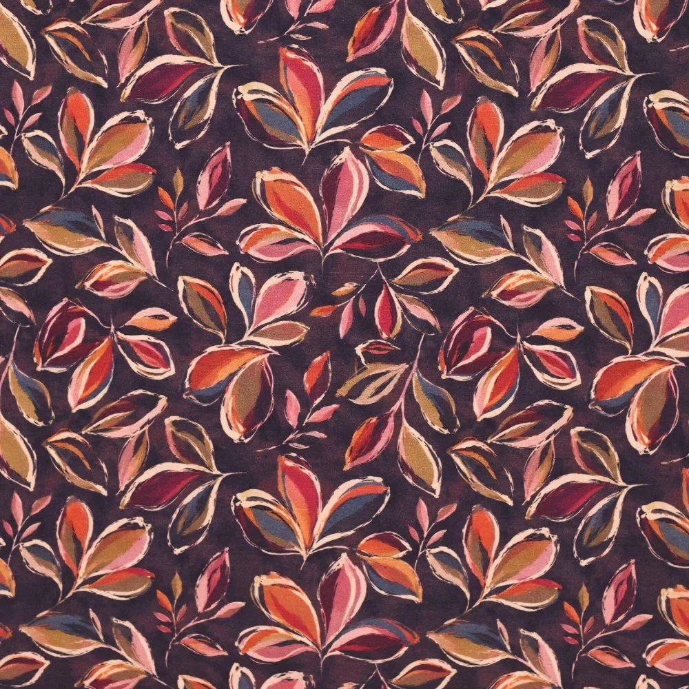 Tissu Jersey Bambou Impression Numérique - Feuilles Abstraites Sombres Tissu Jersey Bambou Impression Numérique - Feuilles Abstraites Sombres