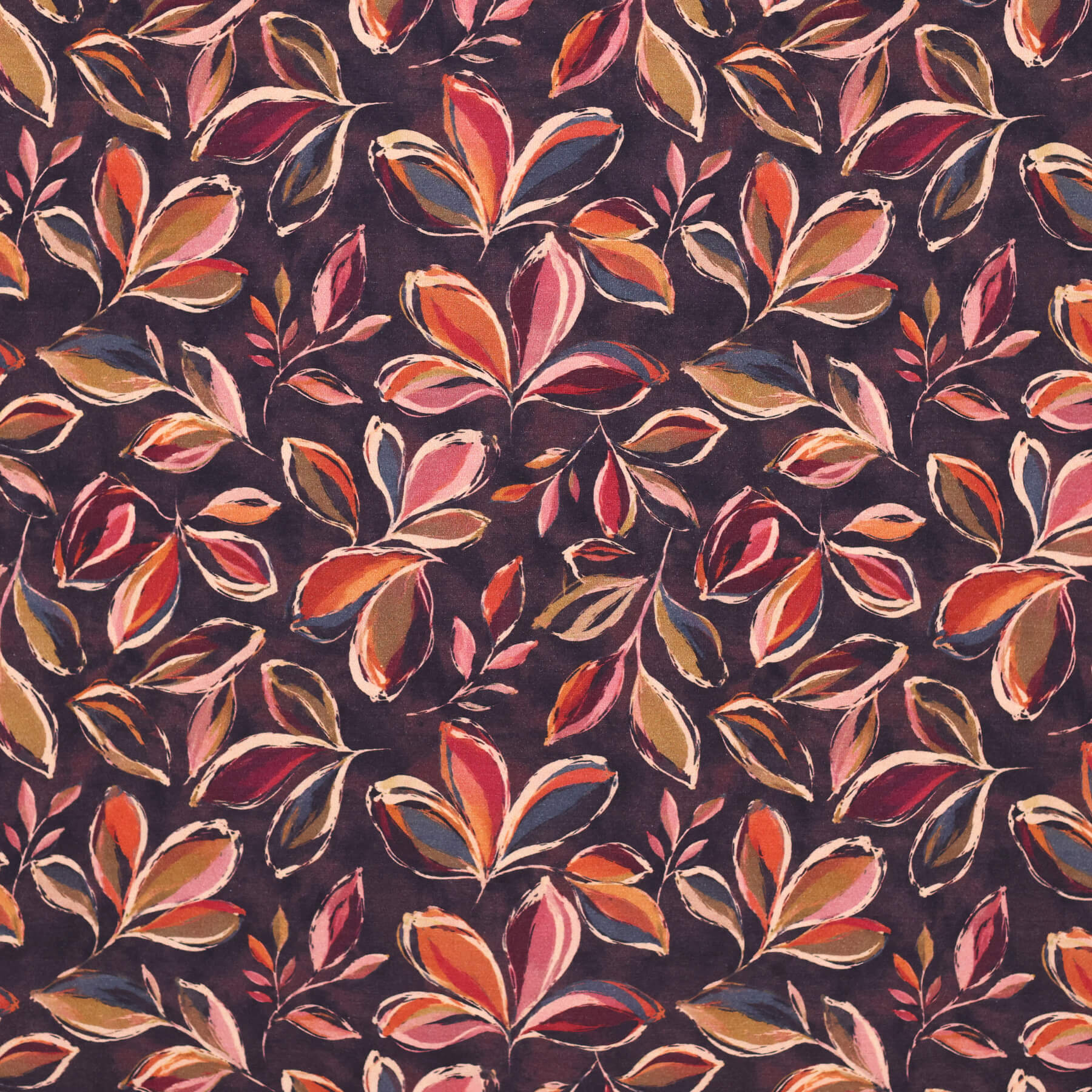 Digitale Print Bamboe Jersey - Donkere Abstracte Bladeren