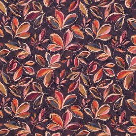 Digital Print Bamboo Jersey - Dark Abstract Leaves