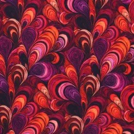 Bambusjersey Digital Mønstre - Kaleidoskop Rød Lilla