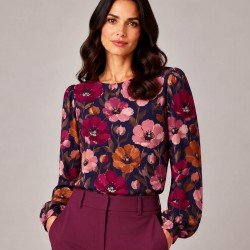 Digitale Print Bamboe Jersey - Klaproos Marine Roze Digitale Print Bamboe Jersey - Klaproos Marine Roze