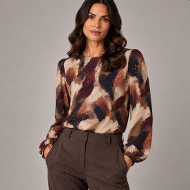 Digital Print Bamboo Jersey - Paint Streaks Brown Olive