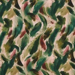Tissu Jersey Bambou Impression Numérique - Traces De Peinture Vert Bordeaux