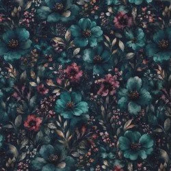 Tissu Jersey Bambou Impression Numérique - Fleur D'hiver Essence