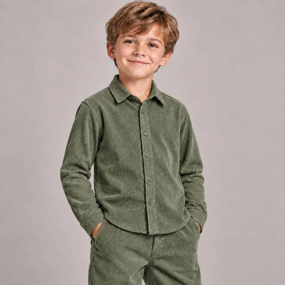Stretch Babyfløjl Stof 21 Wales Oliven Stretch Babyfløjl Stof 21 Wales Oliven