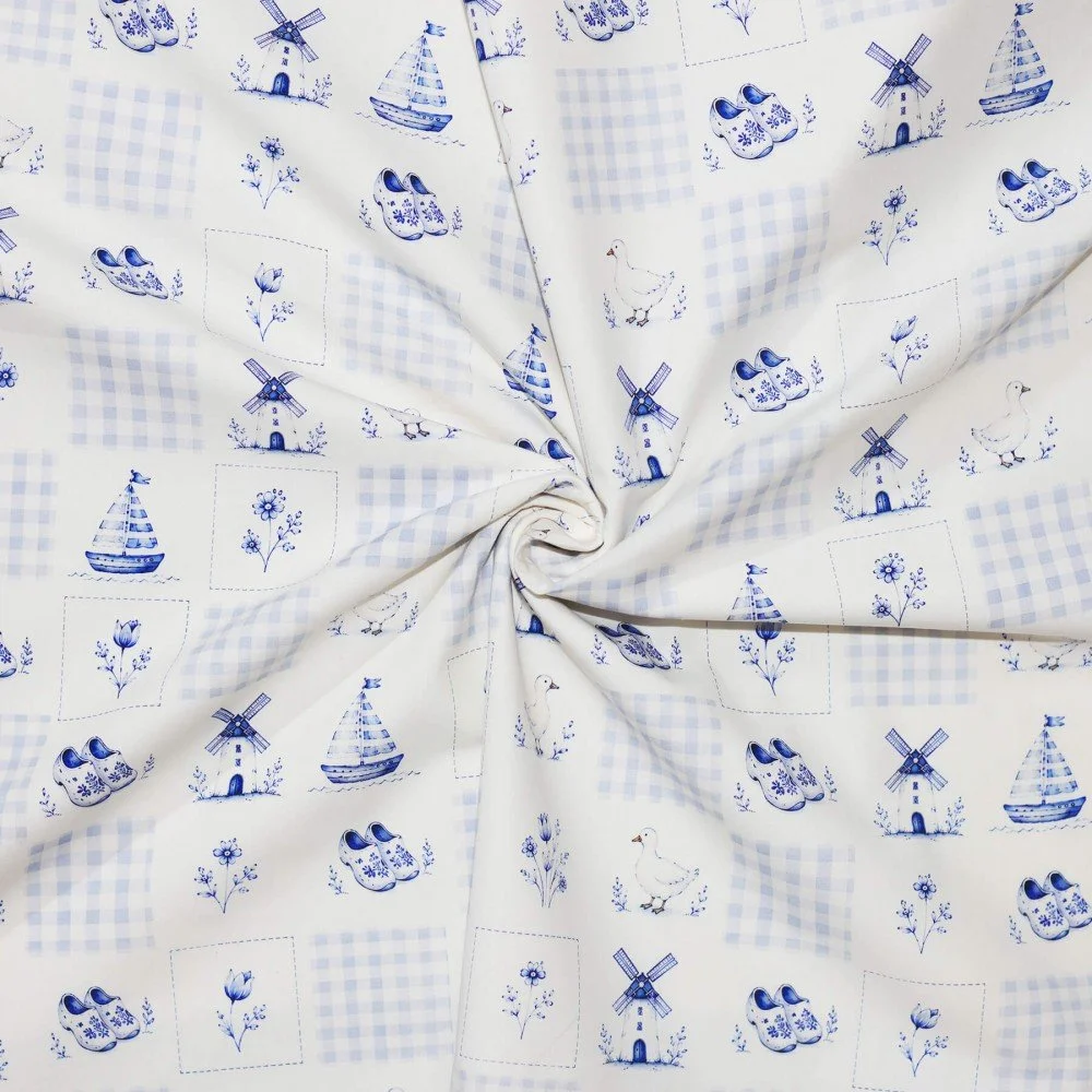 Bomuld Poplin Stof Digital Trykt - Pastel Blomst Lyserød - (Bomuld Poplin Print )