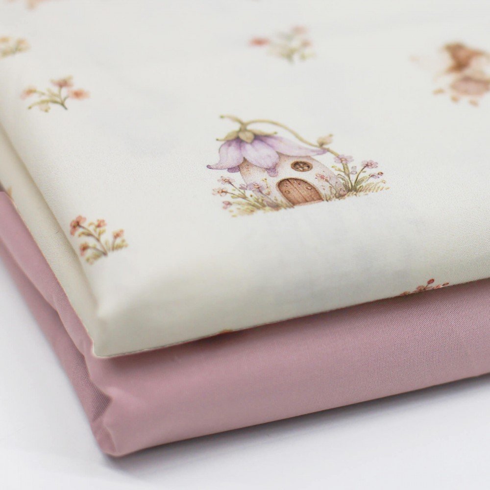 Poplin Katoen Digitale Print - Sprookjesfeeën Poplin Katoen Digitale Print - Pastel Bloem Roze - (Katoenen Poplin Bedrukt )