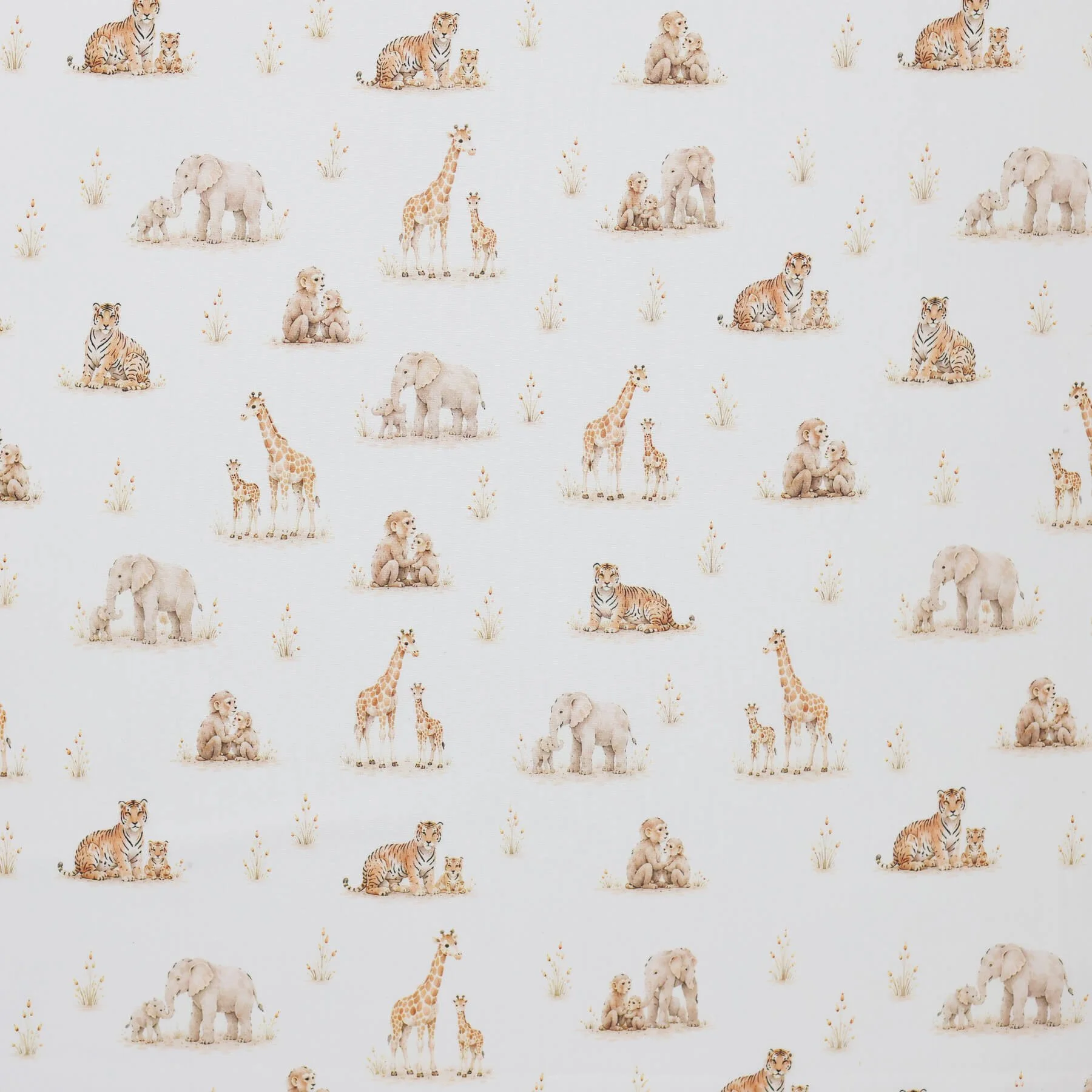 Poplin Katoen Digitale Print - Familie Dieren