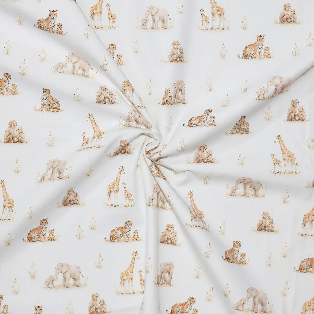 Cotton Poplin Digital Print - Family Animals Cotton Poplin Digital Print - Pastel Flower Pink - (Cotton Poplin Printed)