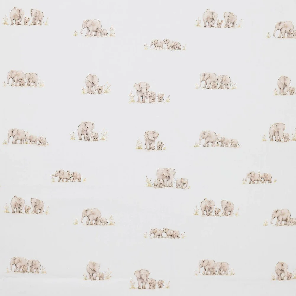 Poplin Katoen Digitale Print - Familie Olifant