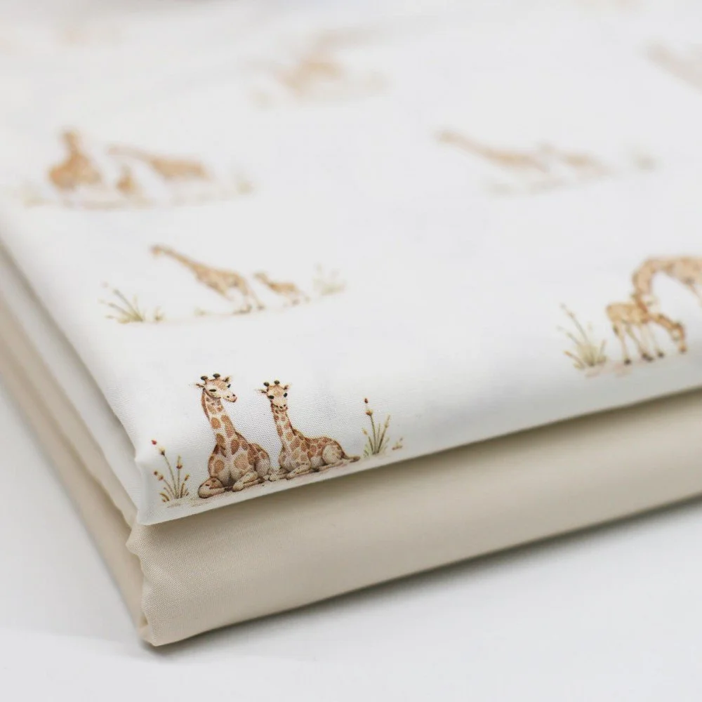 Cotton Poplin Digital Print - Family Giraffe Cotton Poplin Digital Print - Pastel Flower Pink - (Cotton Poplin Printed)