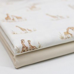 Poplin Katoen Digitale Print - Familie Giraffe Poplin Katoen Digitale Print - Familie Giraffe