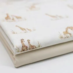 Cotton Poplin Digital Print - Family Giraffe Cotton Poplin Digital Print - Family Giraffe