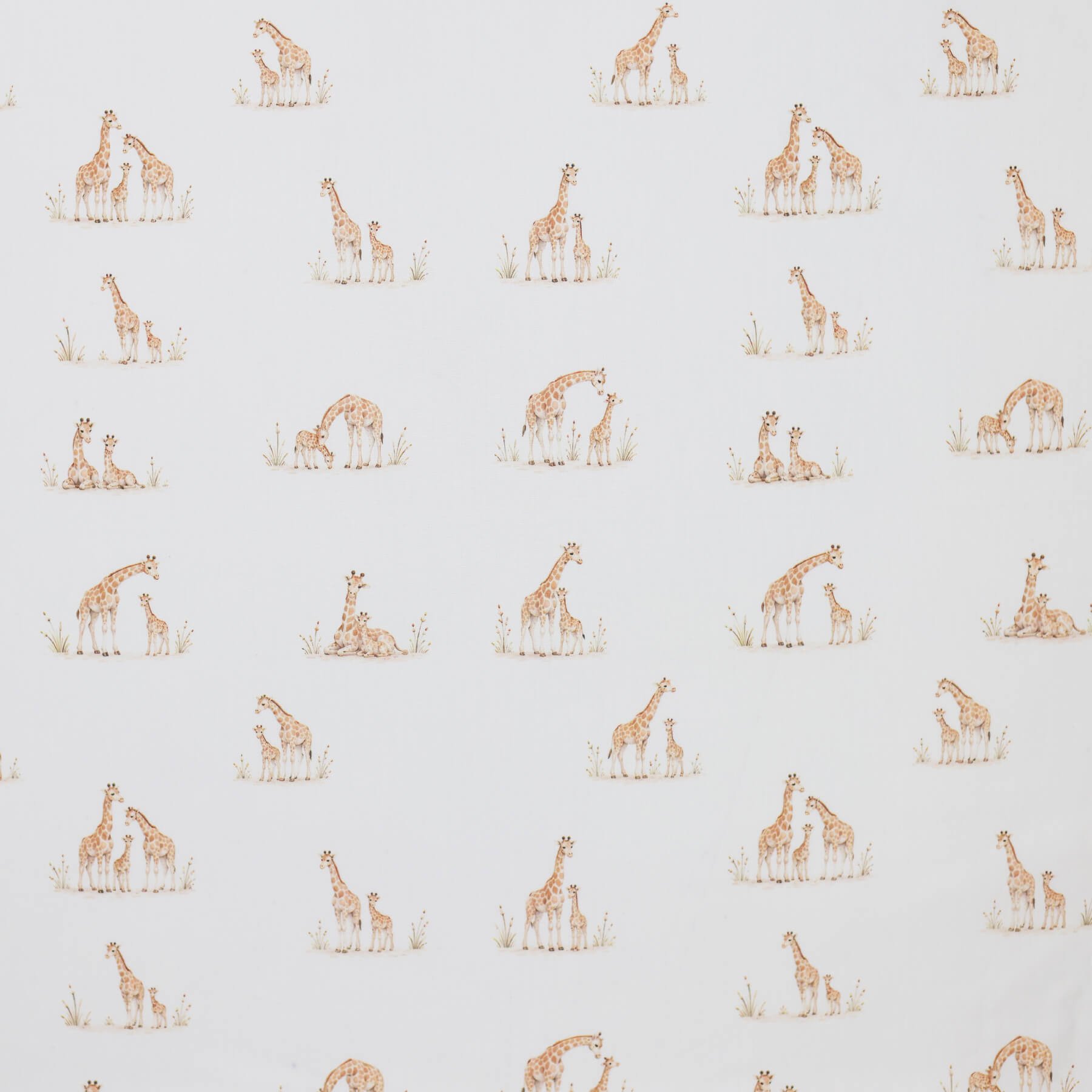 Poplin Katoen Digitale Print - Familie Giraffe