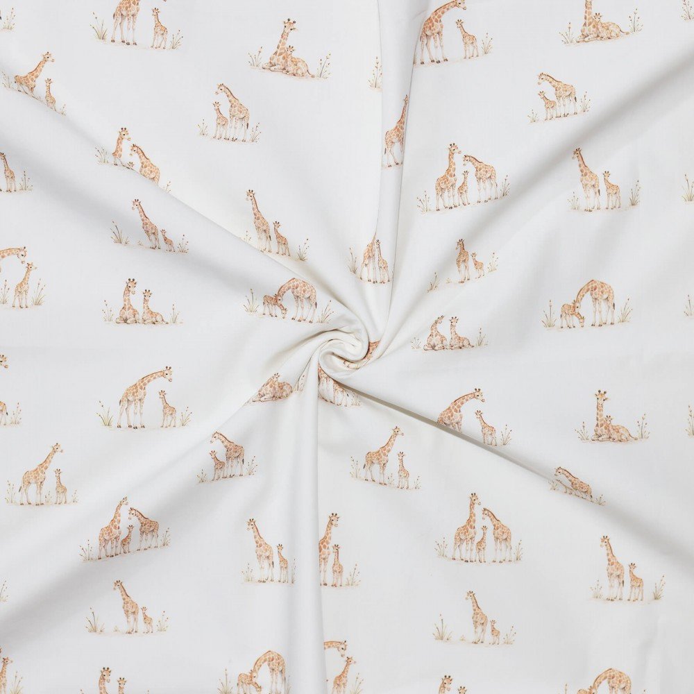Poplin Katoen Digitale Print - Familie Giraffe Poplin Katoen Digitale Print - Pastel Bloem Roze - (Katoenen Poplin Bedrukt )