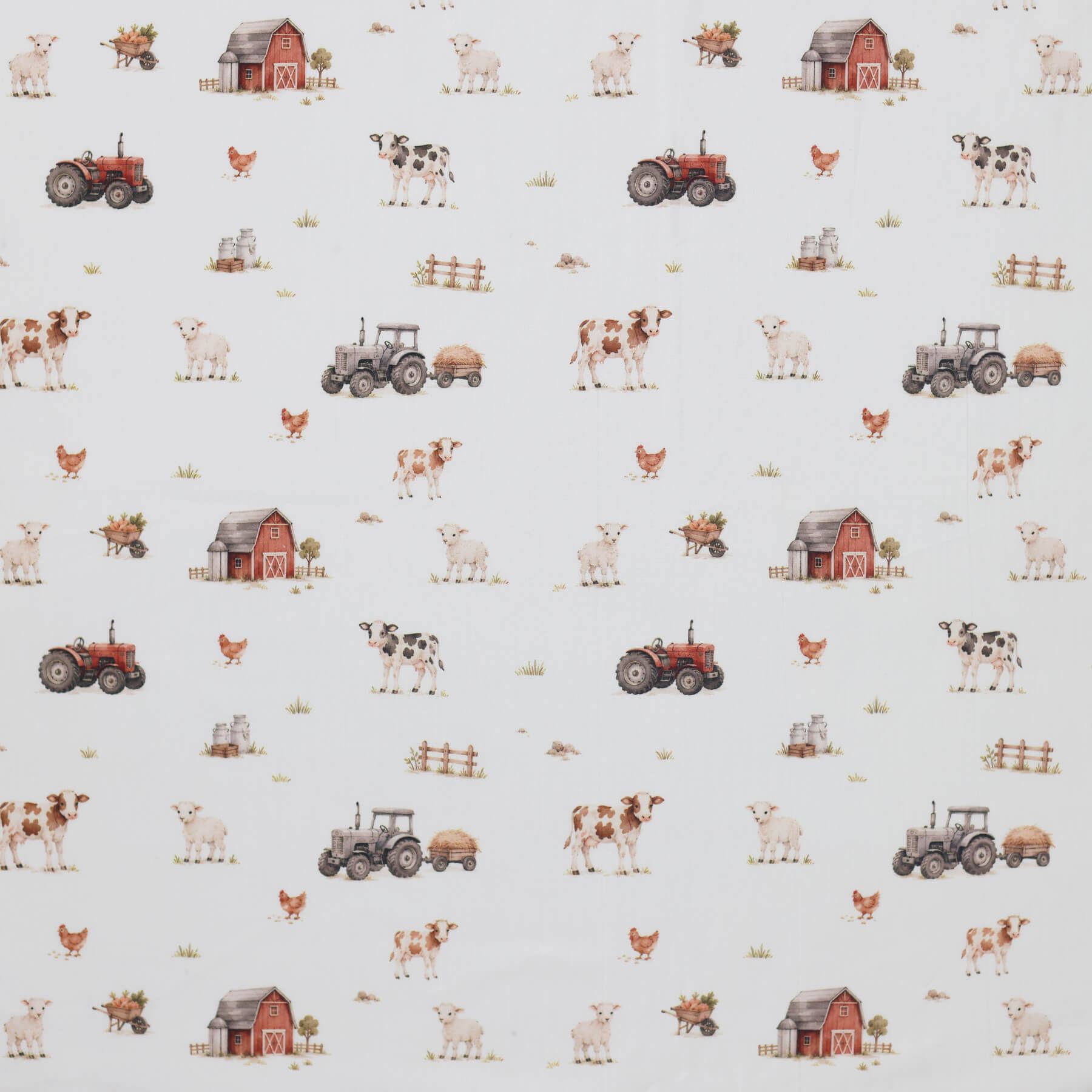 Poplin Katoen Digitale Print - Boerderijdieren