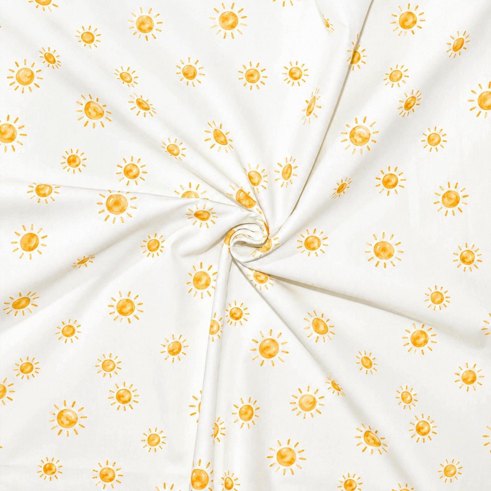 Baumwoll Popeline Digital - Kleine Sonnen Baumwoll Popeline Digital - Pastell Blume Rosa - (Baumwolle Poplin Gemustert)