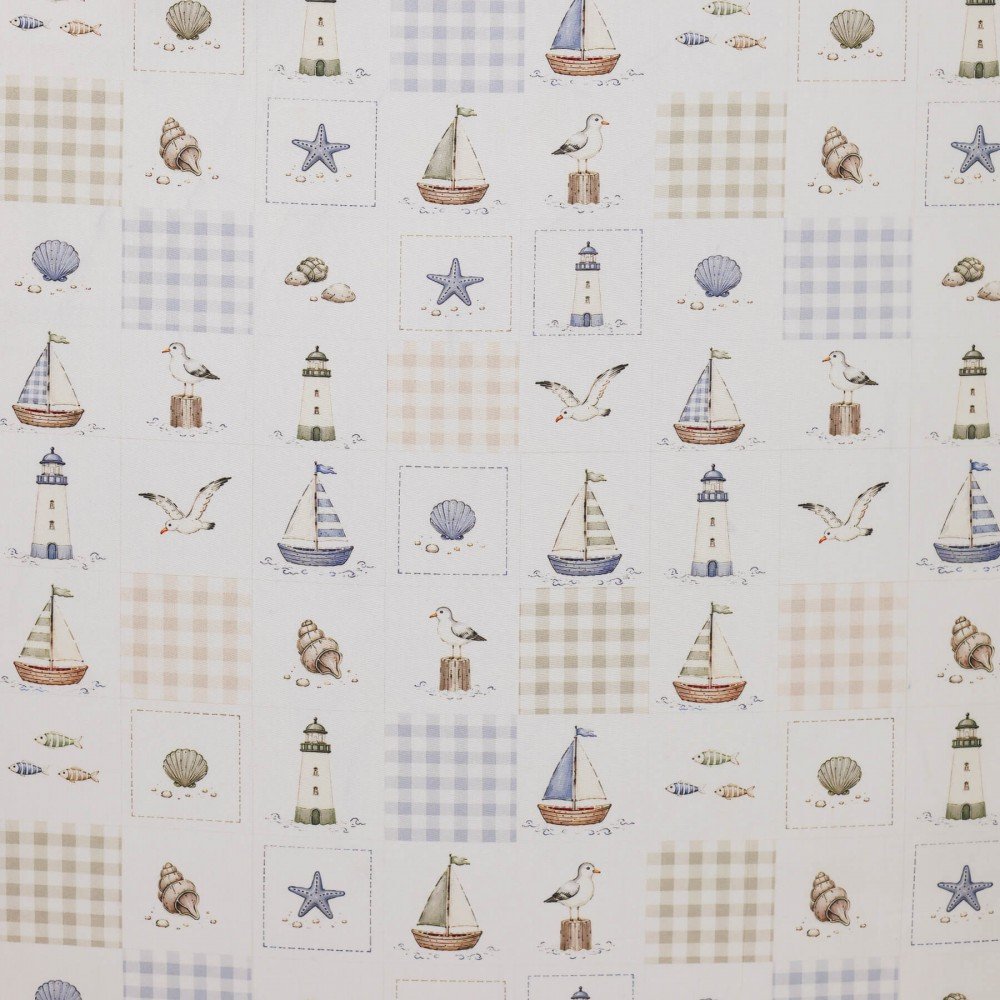 Bomuld Poplin Stof Digital Trykt - Maritime Tern Bomuld Poplin Stof Digital Trykt - Maritime Tern