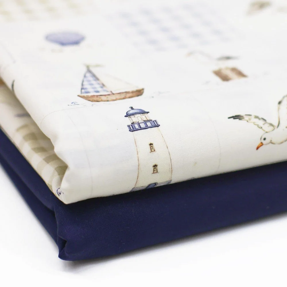 Bomuld Poplin Stof Digital Trykt - Maritime Tern Bomuld Poplin Stof Digital Trykt - Maritime Tern