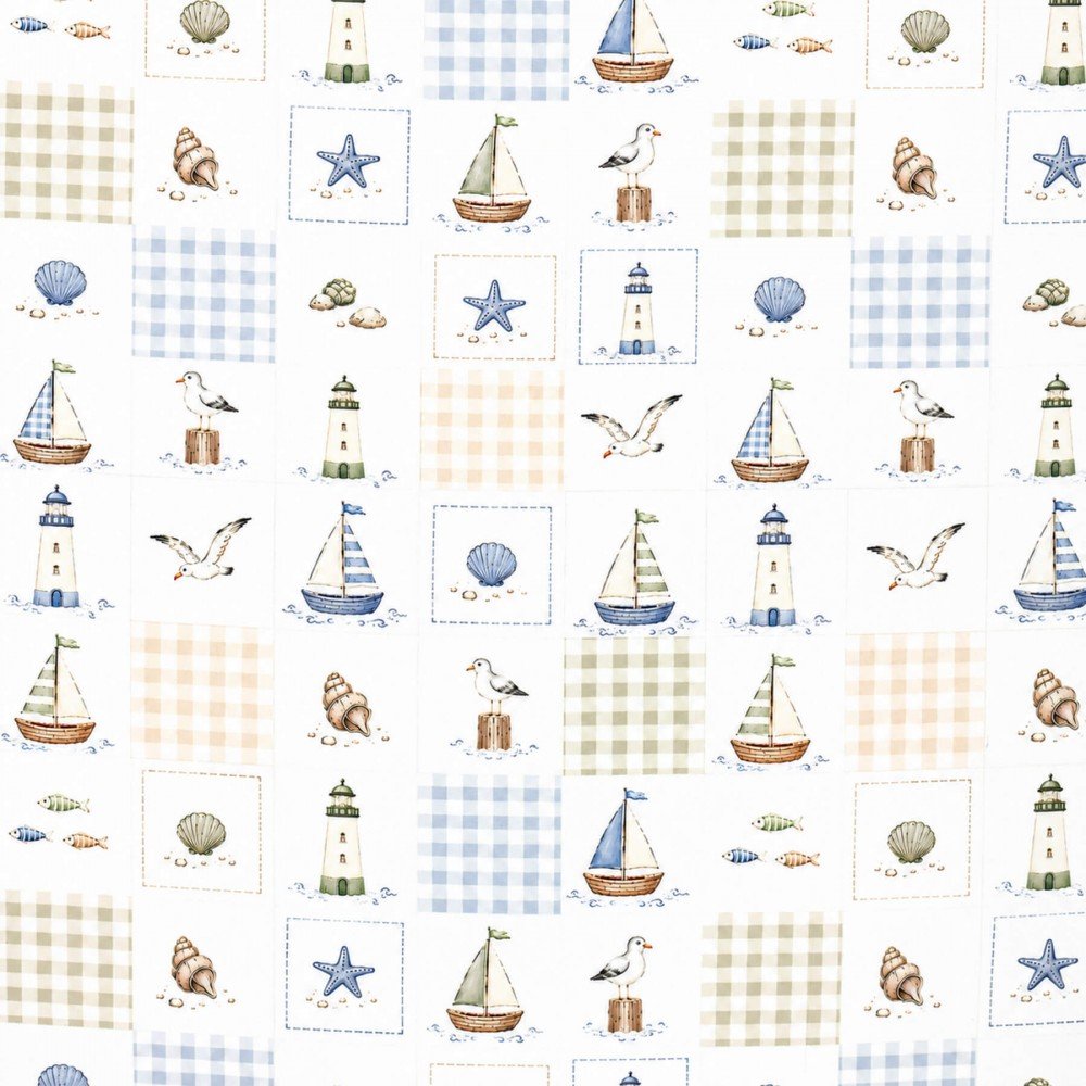 Cotton Poplin Digital Print - Maritime Checks Cotton Poplin Digital Print - Maritime Checks