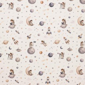 Baumwoll Popeline Digital - Weltraumjunge Beige