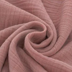 Baumwoll Musselin Stoff Lehm Rosa