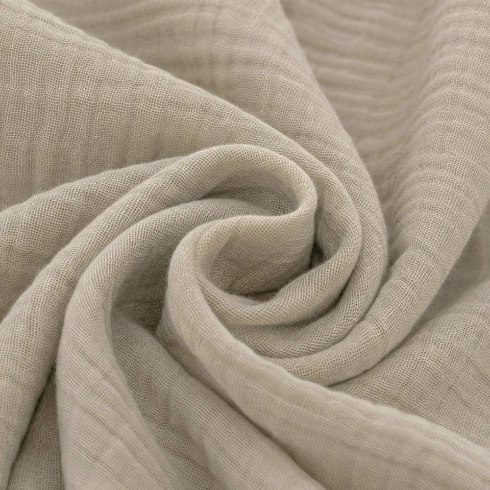 Baumwoll Musselin Stoff Dunkel Beige