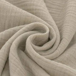 Tessuto Doppia Garza Di Cotone Beige Scuro