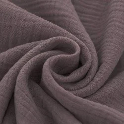 Tissu Double Gaze De Coton Mauve Foncé