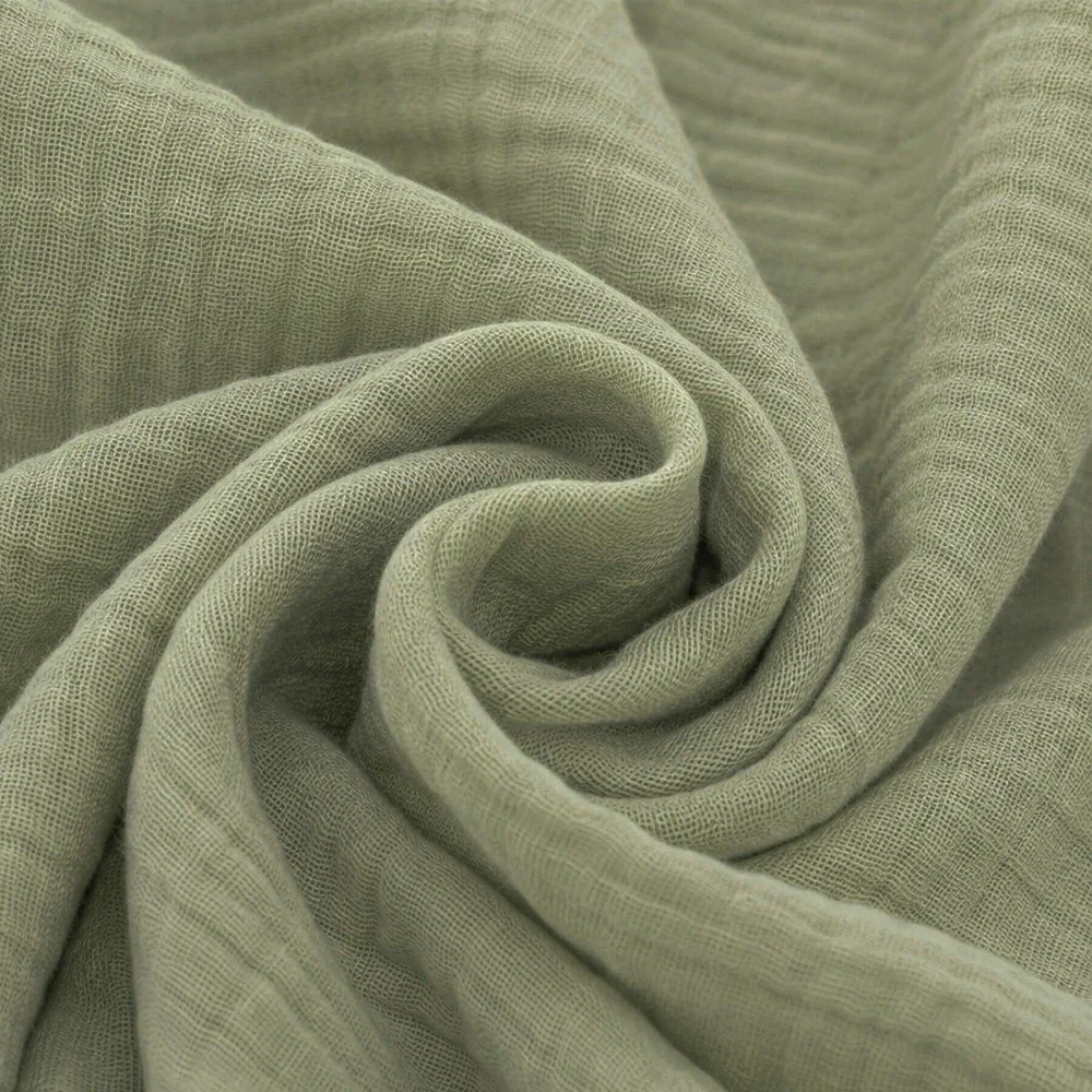 Baumwoll Musselin Stoff Olive 