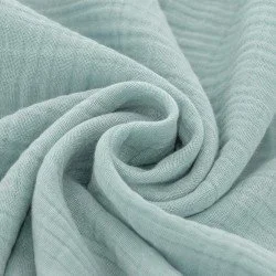 Tissu Double Gaze De Coton Mer Verte