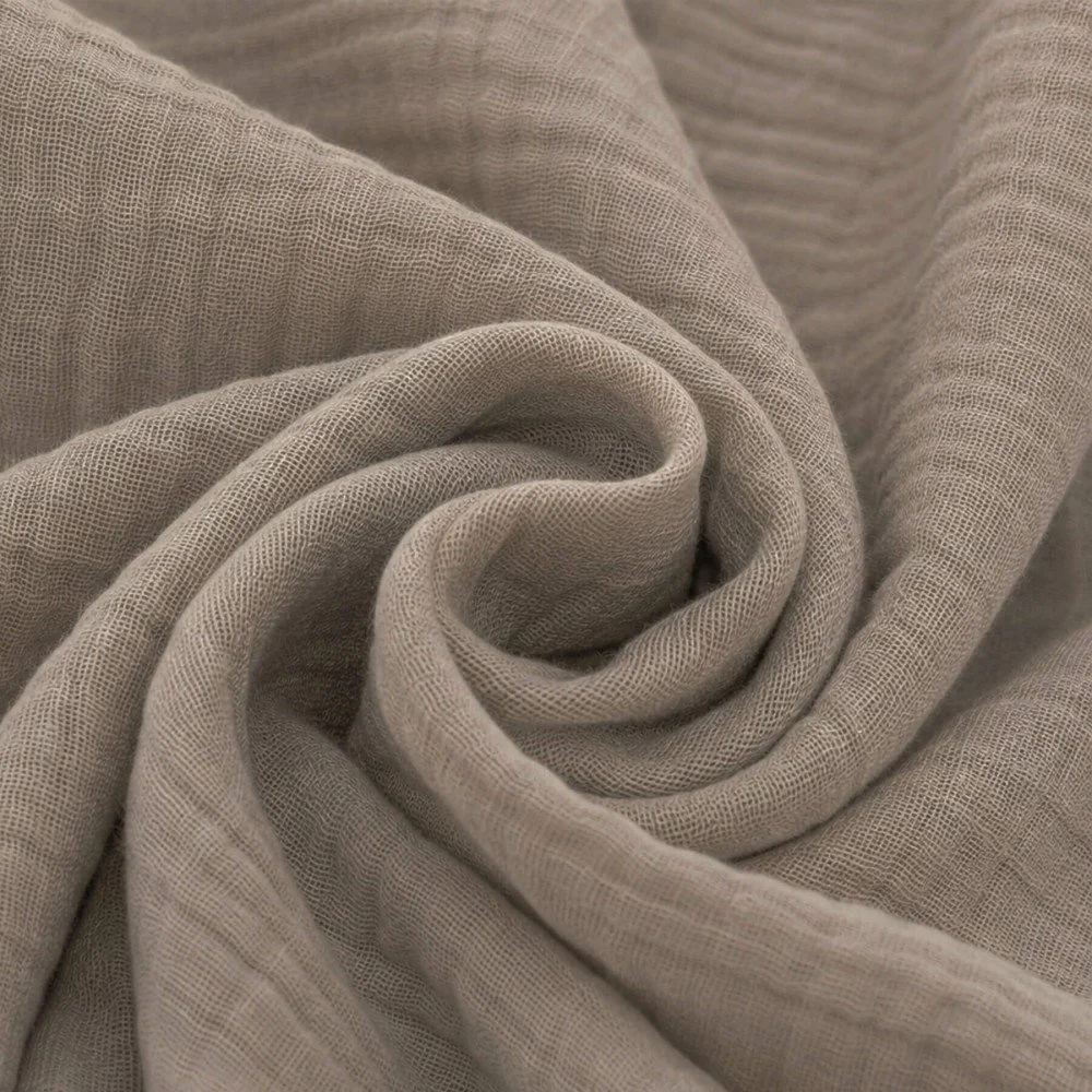 Baumwoll Musselin Stoff Taupe