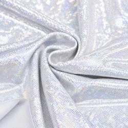Tessuto Olografico Lycra (Vetro Infranto) Bianco / Argento