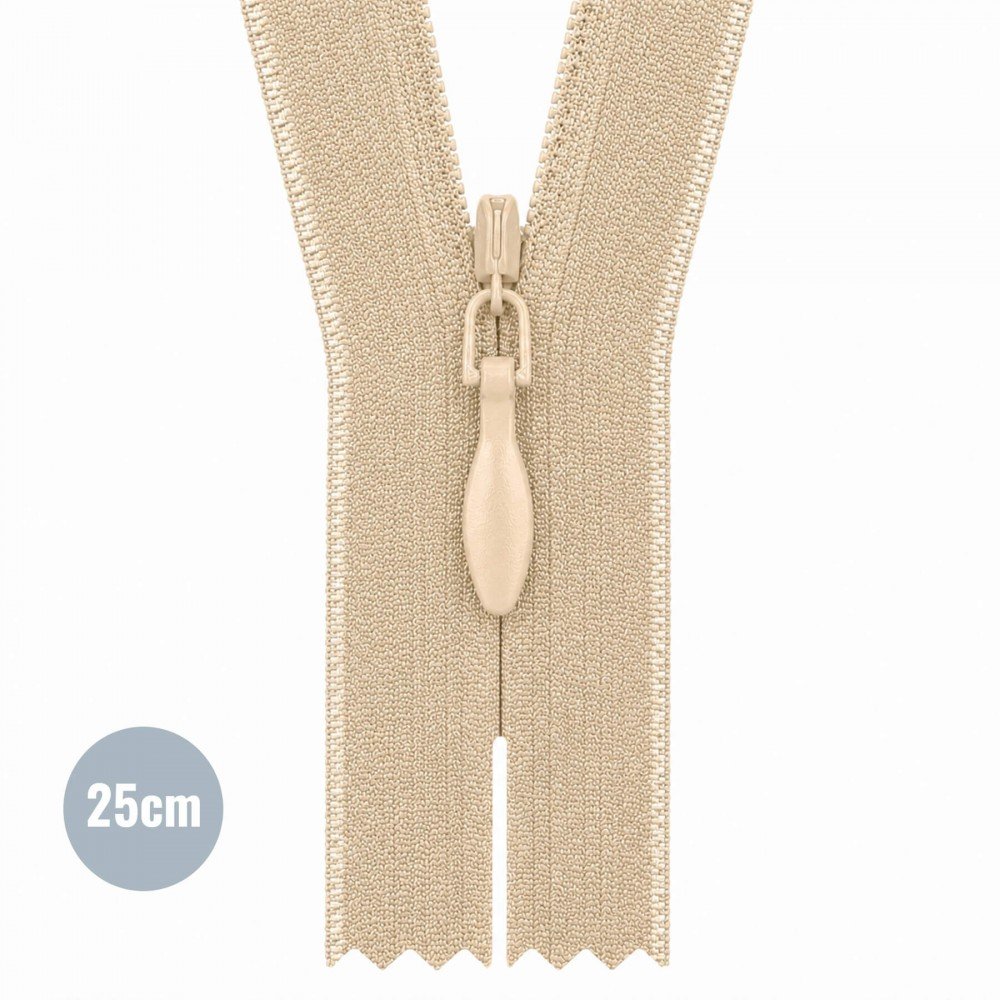 Fermetures Éclair Invisible Beige (573) YKK 25CM Non Séparable