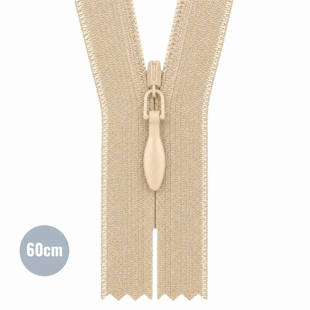 Cerniera Lampo Invisibile Beige (573) YKK 60CM Non Separabile