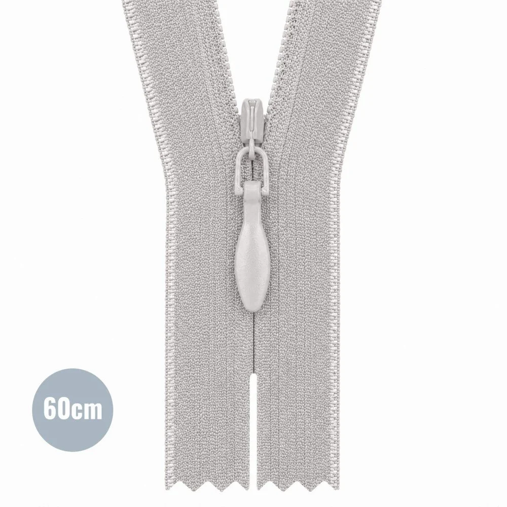 Cerniera Lampo Invisibile Grigio Chiaro (576) YKK 60CM Non Separabile