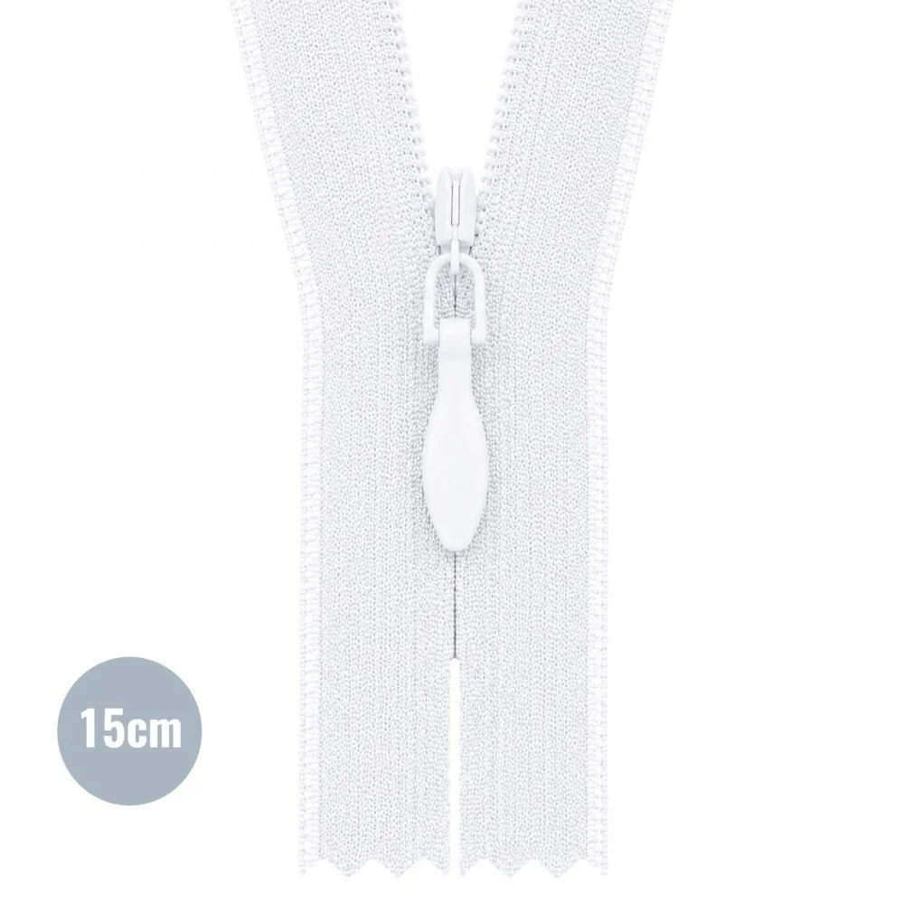 Fermetures Éclair Invisible Blanc (501) YKK 15CM Non Séparable