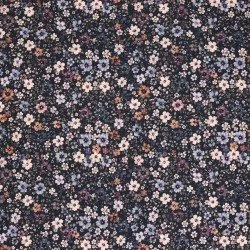 Jersey Cotton Fabric Digital Print - Dark Flower Blue