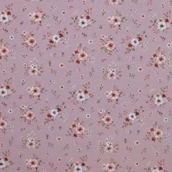 Jersey Coton Impression Numérique - Bouquet De Fleurs Vieux Mauve