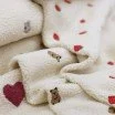 Teddy Fabric Embroidered - Big Hearts Leopard Teddy Fabric Ecru - (Curly Teddy Fabric)