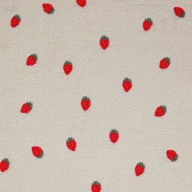 Teddystoff Bestickt - Erdbeeren