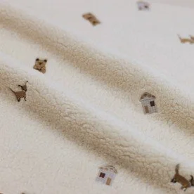 Teddy Fabric Embroidered - Woodland Animals