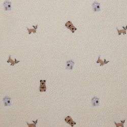 Tissu Fourrure Mouton Brodé - Animaux Des Bois Tissu Fourrure Mouton Brodé - Animaux Des Bois