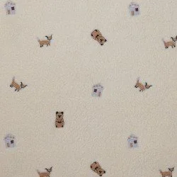 Teddy Fabric Embroidered - Woodland Animals