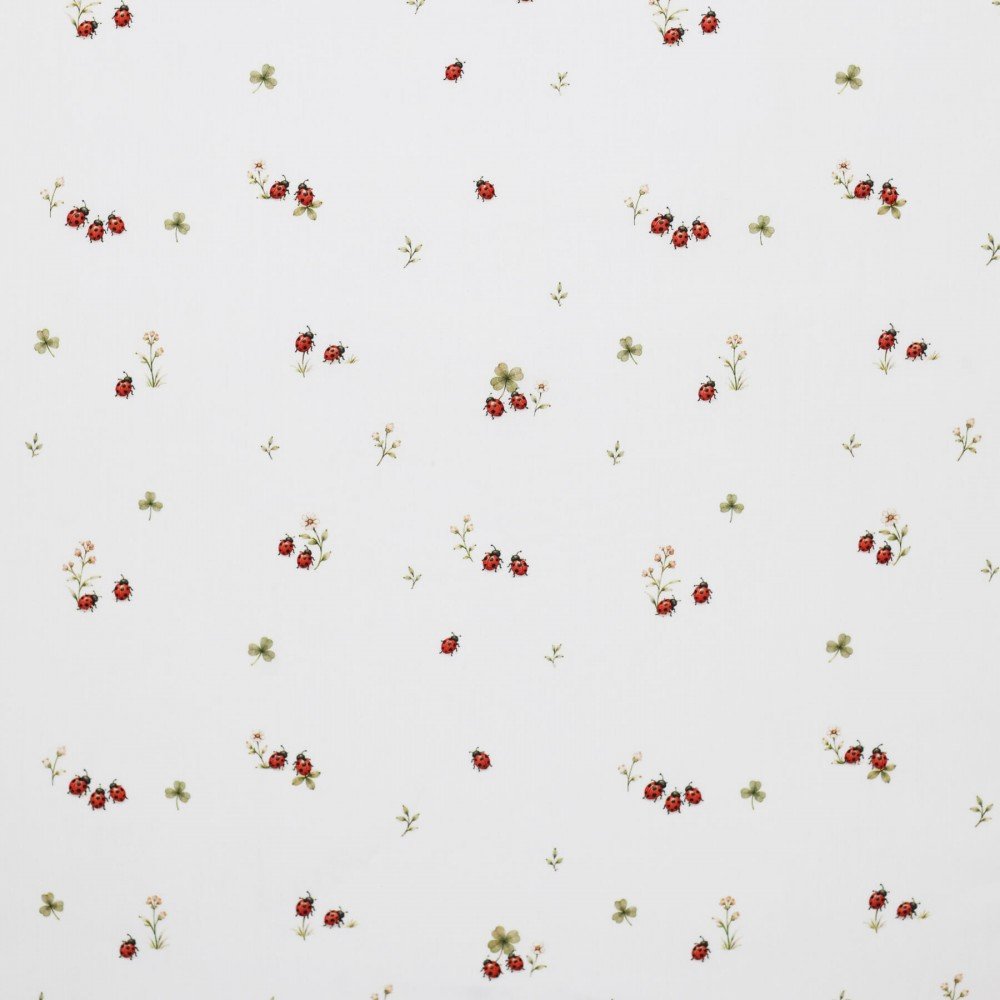Baumwoll Popeline Digital - Kleeblatt Mit Marienkäfer Baumwoll Popeline Digital - Pastell Blume Rosa - (Baumwolle Poplin Gemustert)