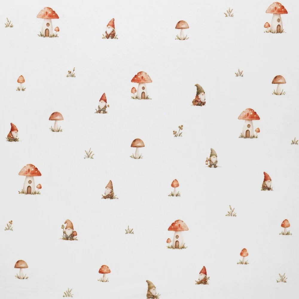 Baumwoll Popeline Digital - Märchen Gnome Baumwoll Popeline Digital - Pastell Blume Rosa - (Baumwolle Poplin Gemustert)